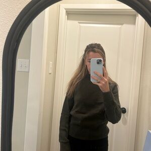 Vince Dark Olive Women's Crew Neck Sweater - cashmere wool blend